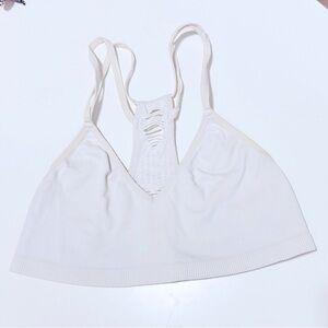 COLSIE White Sports Bra Bralette w Cutout Racerback